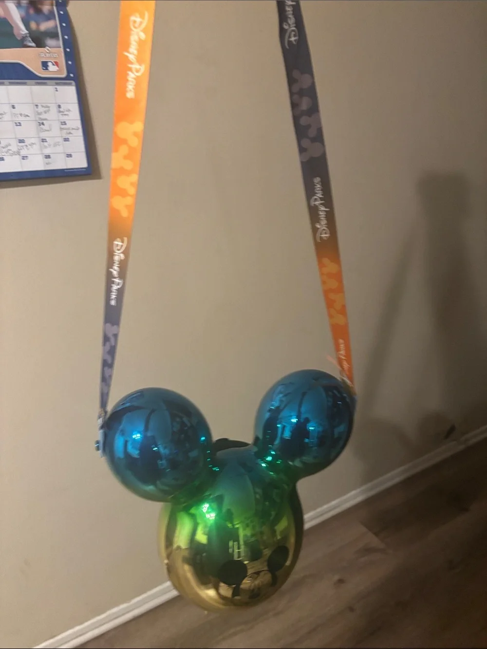 Disney Iridescent Teal-Green Mickey head Case with Lanyard limited edition